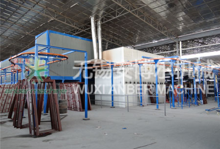 Exterior door powder coating line