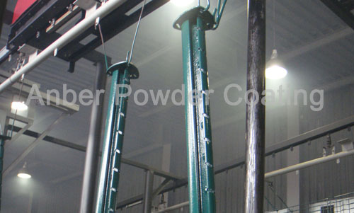 Fence post coating line